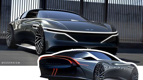 The exterior design of the Genesis Sports Sedan Concept takes inspiration from real Genesis concept cars Sedan Concept, Exterior Render, Car Rendering, Future Concept Cars, Car Interior Design Sketch, Bentley Design, Car Interior Design, Car Photo, Car Design Sketch