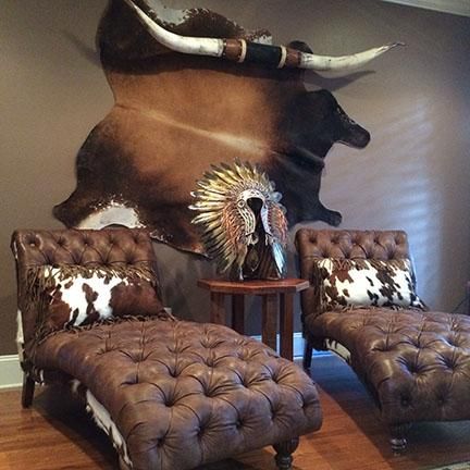 Cowhide Decorating Ideas – Cowhides Direct Cowhide Wall Decor, Cowhide Decor, Western Living Room, Cowhide Furniture, Ranch House Decor, Western Bedroom Decor, Western Rooms, Drawing Room Decor, Western Bedroom