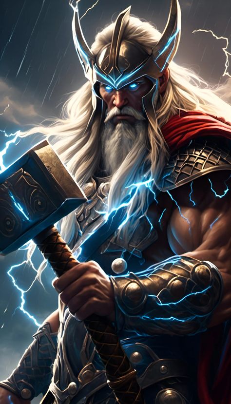 Thor - The God of Thunder - AI Generated Artwork - NightCafe Creator Marvel Thor Art, Thor Comic Art, Thor Tattoo, Norse Mythology Tattoo, Thor Superhero, Arte Viking, Thor Wallpaper, Thor Art, Thor Comic