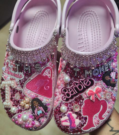 **Custom Blinged-Out Crocs - Made to Order** Step up your footwear game with our custom blinged-out Crocs! Each pair is meticulously designed and hand-crafted to reflect your unique style. We specialize in transforming these classic clogs with sparkling embellishments and vibrant characters, tailored to your preferences. **Features - **Made to Order Each pair is custom-designed to your specifications. Choose your favorite character or theme, and we'll bring it to life with dazzling detail. - **B Bling Out Crocs, Charm Socks, Blinged Out Crocs, Blinged Crocs, Select Your Character, Bubble Slippers, Crocs Shoes Women, Crocs With Charms, Bedazzled Shoes Diy