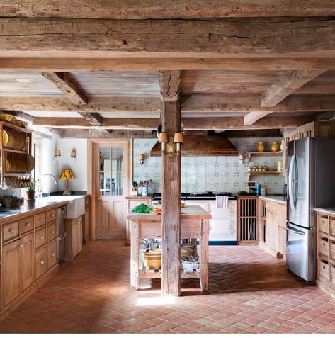 Terracotta Kitchen, Wood Floor Kitchen, Butcher Block Countertops, Decoration Inspiration, Cottage Kitchen, The Design Files, Beautiful Kitchens, Architectural Digest, Rustic Kitchen