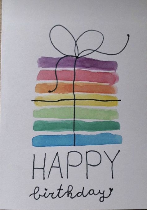 Happy Birthday Cards Diy, Watercolor Birthday Cards, Birthday Card Drawing, Watercolor Birthday, Bday Cards, Paint Cards, Card Drawing, Color Painting, Birthday Cards Diy