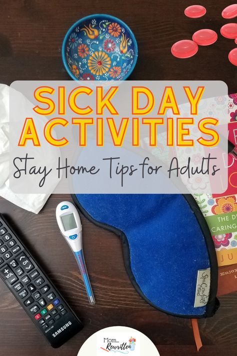 Relieve discomfort and boredom with this guide to maximizing your sick day at home. Get adult (and kid-friendly) sick day activities as well as tips on how to create a get well box, quiet entertainment ideas for the family and must-have items to stock up on now. You'll be feeling better quickly after using these stay-home tips for daytime naps and occupying kids. #SickDay #SickatHome #StayHome #GetWellSoon #GetWell #SickDayActivities Things To Make When Your Sick, Stuff To Do When Your Sick, Things To Do On Sick Days, Sick Day Self Care, What To Do On Sick Days, Fun Things To Do When Sick, Things To Do When Your Sick At Home, Sick Day Activities For Kids, Cozy Sick Day Aesthetic