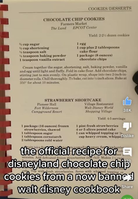 Disney Cookbook, Delicious Chocolate Chip Cookies, Disney Baking, Disney Themed Food, Disney Dishes, Chocolate Dishes, Disney Cookies, Choc Chip Cookies, Chocolate Chip Cookie Recipe