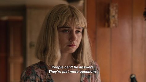 the end of the f***ing world People can't be answers. They're just more questions Movie Quotes Aesthetic, Jessica Barden, Advertising Quotes, Series Quotes, Disney Instagram, Movie Lines, Quotes Disney, Film Quotes, Quotes Aesthetic