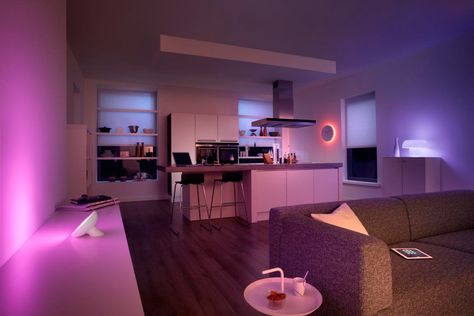 Amazing things to do with Philips Hue Lights Blitz Design, Philips Hue Lights, Smart Table, Hue Lights, Girly Apartments, Philips Lighting, Home Lighting Design, Mood Lamps, Simple Room