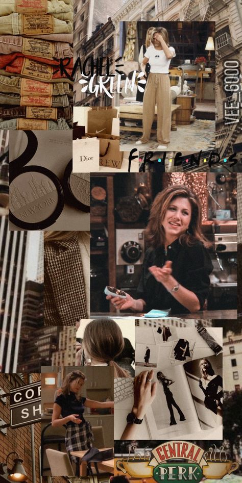 Friends Show Aesthetic Wallpaper, Friends Series Wallpaper Aesthetic, Tv Show Wallpapers Aesthetic, Friends Wallpaper Collage, Friends Fall Aesthetic Tv Show, Friends Fall Episodes, Rachel Green Wallpaper Aesthetic, Friends Aesthetic Tv Show Wallpaper, Friends Series Wallpaper