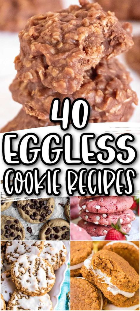 Cookie No Egg Recipe, Egg Free Cutout Cookies, Homemade Cookies Without Eggs, No Egg Cake Mix Cookies, Easy Egg Free Cookies, Baked Goods No Eggs, No Egg Baked Goods, Eggless Snickerdoodle Cookies, Desserts That Dont Need Eggs