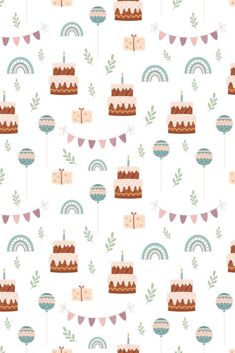 Birthday Pattern Paper, Birthday Pattern, Wallpaper Theme, Patterned Cake, Pillow Boxes, Box Patterns, Craft Classes, Birthday Background, Pillow Box