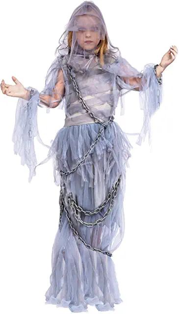 Ghost Girl Costume, Tattered Dress, Witch Cape, Ghost Dress, Dead Costume, Theater Play, Gray Ghost, Ghost Dresses, Ghost Halloween Costume