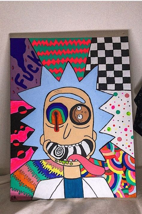 Painting Rick And Morty, Canvas Painting Patterns, Crazy Doctor, Doctor Painting, Arte Hippy, Trippy Painting, Hippie Painting, Simple Canvas Paintings, Cute Canvas Paintings