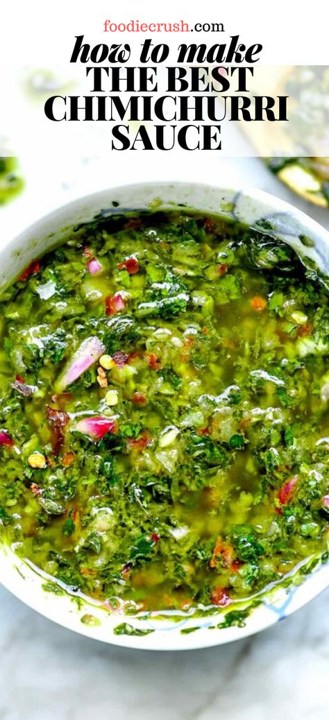 Easy Chimichurri Sauce, Chimichurri Sauce Recipe, Chimichurri Recipe, Chimichurri Sauce, Foodie Crush, Flank Steak, Homemade Sauce, Aioli, Couscous