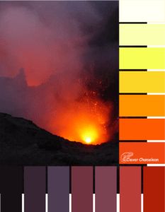 Lava Colour Palette, Volcano Color Palette, Lava Color Palette, Fire Color Palette, Yarn Color Combinations, Colors Of Fire, Hawaii Volcano, Color Palette Yellow, 31 Days