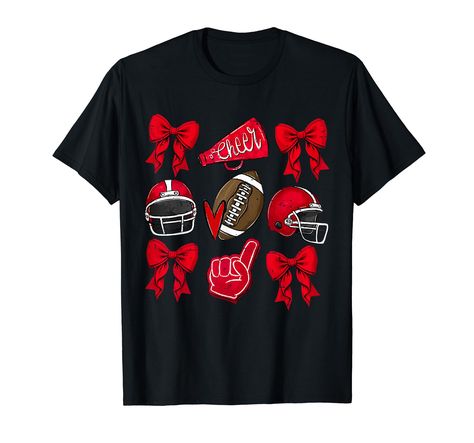 PRICES MAY VARY. Coquette Game Day Football Cheer Mom Funny Football Lover tee for an american football fan, player or coach! This football tee for women girls kids is a perfect sports idea & present for game day, football season. Coquette Game Day Football Cheer Mom Team Sport shirt is perfect for athletes, football lovers, fans, players, linemen, quarterbacks, coaches. Support your favorite team wearing this gridiron football apparel outfit clothes for men, women and kids. Lightweight, Classic Football Thanksgiving, Vibes Funny, Go Dawgs, Games For Moms, Game Day Football, Mom Graphic Tees, Football Cheer, Sport Mom, Funny Football