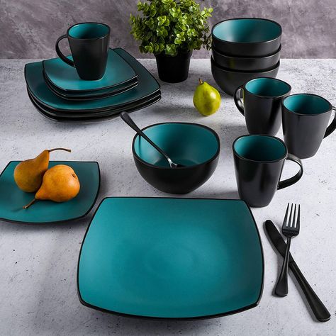 Dinnerware Set, Service for 4 (16pc), Matte Jade Soho Lounge, Stoneware Dinnerware Sets, Entertaining Friends, Dinner At Home, Stoneware Dinnerware, Cute Kitchen, Ceramic Tableware, Delicious Meals, Dish Sets