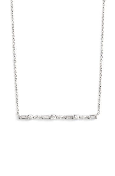 Bony Levy Baguette Bar Diamond Necklace (Nordstrom Exclusive) Simple Diamond Earrings, Diamond Necklace Simple, Bony Levy, Jewellery Sketches, Simple Diamonds, Diamond Jewelry Necklace, Wear Necklaces, Circle Diamond, Metallic Bag