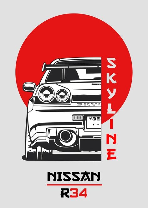 Nissan Skyline R35, Pet Room Decor, Car Mazda, 80s Japan, Gtr 35, Hd Prints, Nissan Skyline R34, Nissan R34, Car Nissan