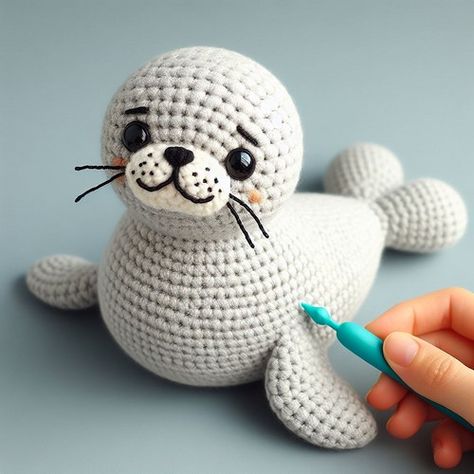 Crochet Seals Free Pattern, Free Crochet Patterns Sea Animals, Amigurumi Seal Free Pattern, Baby Seal Crochet Pattern, Crochet Zoo Animals, Crochet Seagull Free Pattern, Crochet Animals Free Patterns Easy Video Tutorials, Crochet Seal Pattern Free, Crocheted Animals Free Patterns