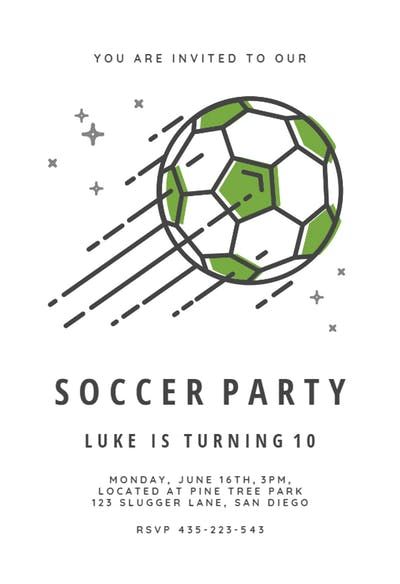 Soccer stars - sports & games Invitation Soccer Party Invitations, Soccer Birthday Invitation, Football Party Invitations, Soccer Birthday Parties, Soccer Theme, Greetings Island, Soccer Birthday, Free Football, Soccer Party