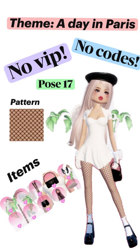 DTI theme help with items no vip or codes needed pose number included! Paris Outfit Ideas, A Day In Paris, Day In Paris, Paris Outfits, Stuff To Do, Dress To Impress, Cute Outfits, Coding, Paris