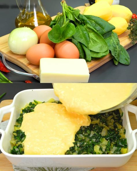 You searched for Spinach egg potato  - Greenku Recipes Cooking With Spinach, Spinach Egg Bake, Breakfast Egg Bake, Nougat Recipe, Egg Potato, Cooking Spinach, Spanish Home, Leftover Potatoes, Creamy Eggs