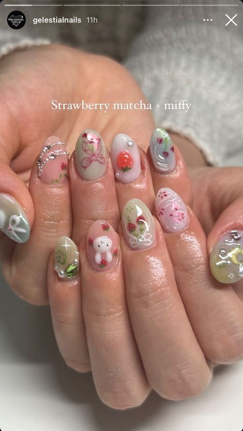 Strawberry Matcha Nails, Mini Manicure, How To Have Style, Hippie Nails, Grunge Nails, Blush Nails, Pretty Gel Nails, Really Cute Nails, Cute Gel Nails