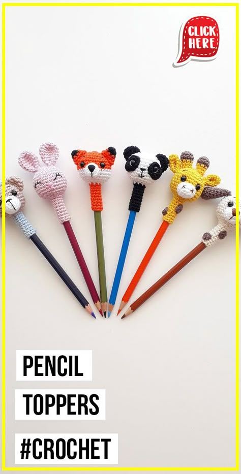 Pencil Crochet Pattern Free, Crochet Pen Toppers Free Pattern, Pencil Topper Crochet Free Pattern, Crochet Pencil Toppers Free Pattern, Pencil Toppers Crochet, Crochet Pen Toppers, Pen Topper Crochet, Crochet Pencil Toppers, Crocheted Pencil Toppers