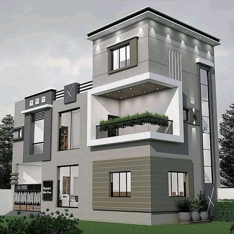 Modern Exterior House, Indian House Exterior Design, Exterior House Design, Modern Bungalow House Design, House Outer Design, Small House Elevation, Small House Front Design, House Balcony Design, House Design Ideas