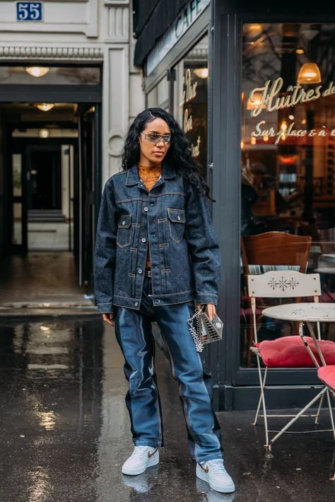 Rainy Outfit, Aleali May, 2020 Street Style, Denim Street Style, Nyc Fashion Week, Australia Fashion, Milan Street Style, Popsugar Fashion, Street Fashion Photography