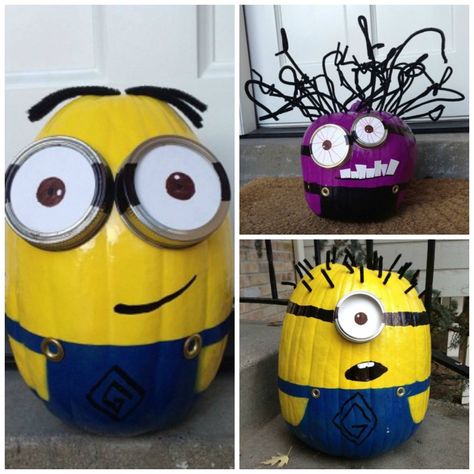 Minion Pumpkins, Minion Painting, Pumpkin Spray, Minion Pumpkin, Minion Halloween, Disney Pumpkin, Pumpkin Contest, Minion Birthday Party, Halloween Pumpkin Designs