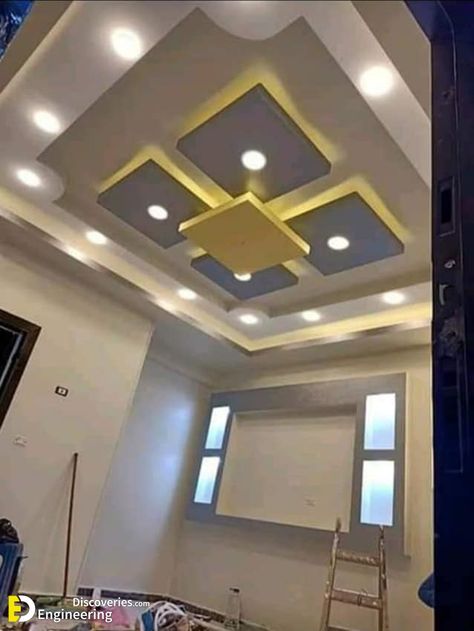 Top 41 Modern False Ceiling Gypsum Design Ideas - Engineering Discoveries Kichan Pop Ceiling Design, Ceiling Gypsum Design, Living Room Wooden Ceiling, Bedroom Ceiling Wallpaper, Modern False Ceiling, Home Tiles Design, Gypsum Design, Ceilings Design, Simple Ceiling Design