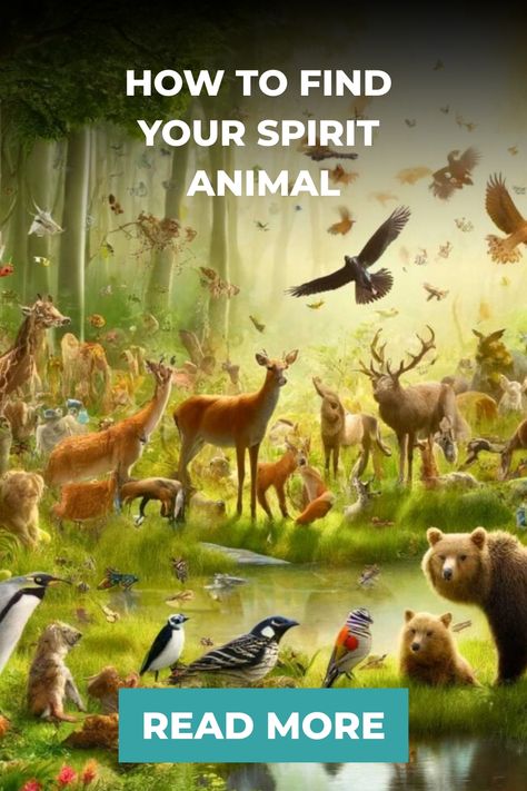 Enchanted forest scene with various animals and a "How to Find Your Spirit Animal - Read More" text overlay. What Is My Spirit Animal, What's My Spirit Animal, Find My Spirit Animal, Wolf Walking, Find Your Spirit Animal, Totem Animals, Animal Quiz, Animal Spirit Guide, Spiritual Animal