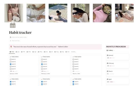 Get free notion habbit tracker. Elevate your habits effortlessly with our aesthetically simple Notion template. Stay effective and focused on your goals in just one glance.