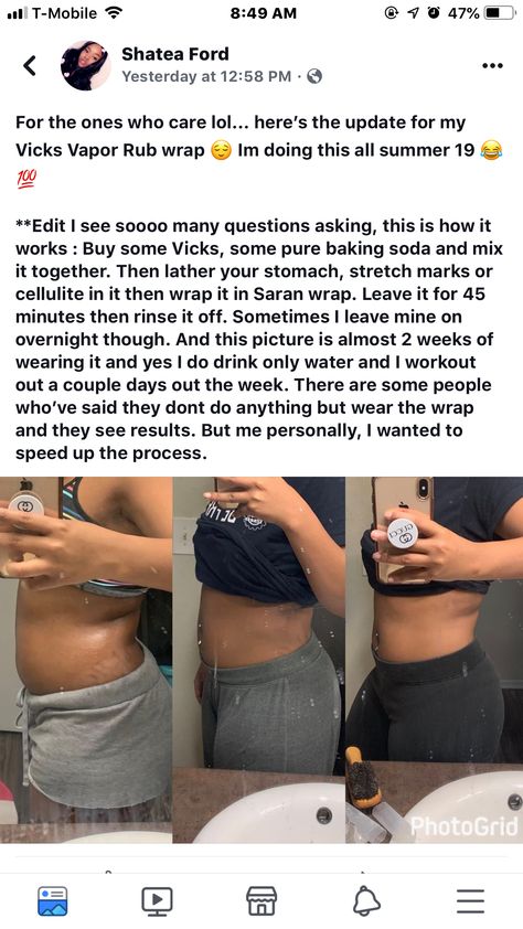 Wrapping Stomach With Saran Wrap, Vapor Rub And Plastic Wrap, Saran Wrap Stomach, Sulfur 8 Hair Growth, Summer Body Workout Plan, Skin Darkening, Summer Body Workouts, Body Workout Plan, Weight Workout Plan