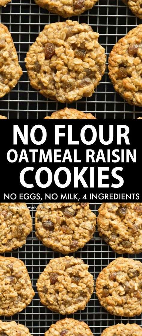 Cookies No Eggs, Easy Oatmeal Raisin Cookies, Oatmeal Raisin Cookies Healthy, Galletas Keto, Cookie Recipes Oatmeal Raisin, Flourless Cookies, Biscuits Diététiques, Healthy Oatmeal Cookies, Medicine Tips