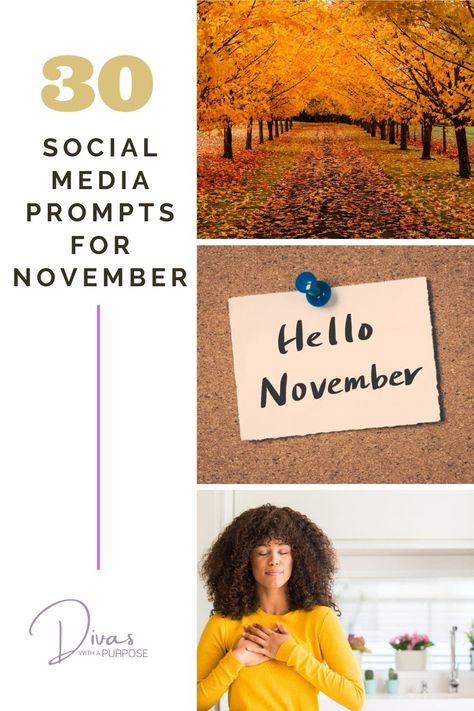 Social Media Prompts, November First, November Events, Engaging Posts, Facebook Engagement Posts, Realtor Social Media, Facebook Engagement, Social Media Content Calendar, Hello November