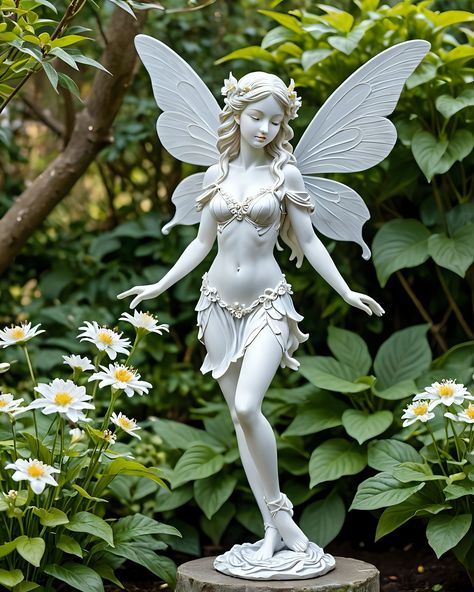 Garden 🧚 Fairy Concept Art, Inktober Ideas, Recycled Artwork, Fairy Statues, Garden Crafts Diy, Camera Hacks, Recycled Art, Fairy Angel, August 10