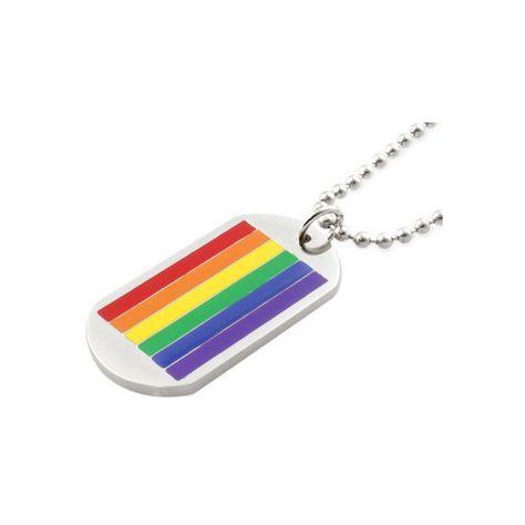 Classic Gay Flag Rainbow Dog Tag LGBT Gay and Lesbian Pride Necklace ❤ liked on Polyvore featuring jewelry, necklaces, dog tag jewelry, rainbow necklace, rainbow jewelry and dog tag necklace Gay Jewelry, Pride Necklace, Rainbow Pendant, Gay Flag, Mens Necklace Pendant, Rainbow Dog, Pride Colors, Rainbow Jewelry, Titanium Jewelry