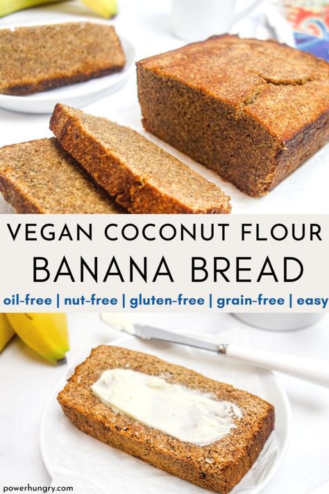 Coconut Flour Banana Bread Vegan, Vegan Coconut Flour Recipes, Gluten Free Banana Nut Bread, Banana Coconut Flour, Raw Banana Bread, Coconut Flour Bread Recipes, Banana Bread Gf, Coconut Flour Banana Bread, Coconut Banana Bread