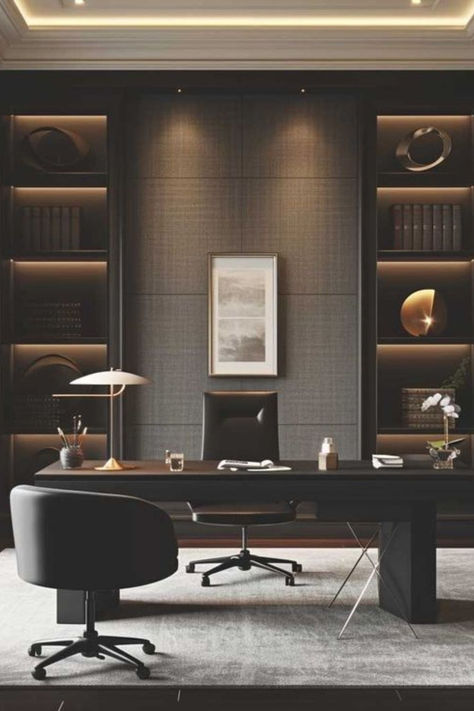 Give your office a glamorous makeover with LUXXU's elegant and sophisticated designs Chairman Office, Gentlemans Office, Modern Luxury Office, Boardroom Design, Glamorous Office, Radna Soba, Florida Interior Design, Desk Room, Home Office/guest Room