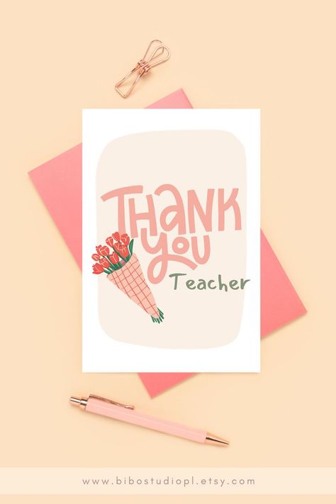 Printable Teacher Appreciation Greeting Card | Last Day of School Card | Teacher Birthday Gift Teachers Day Card Design, Teacher Greeting Card, Printable Teacher Appreciation, School Card, Teachers Day Card, Teacher Appreciation Printables, Teacher Birthday Gifts, Teacher Birthday, Teacher Printable