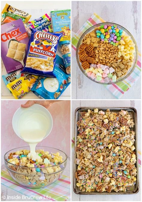 Easter Lunches For Kids, Easter Bunny Chow, Easter Trail Mix, Easter Party Snacks, Easter Snack Mix, Easter Snack, Pinterest Mom, Spring Snacks, Easter Foods