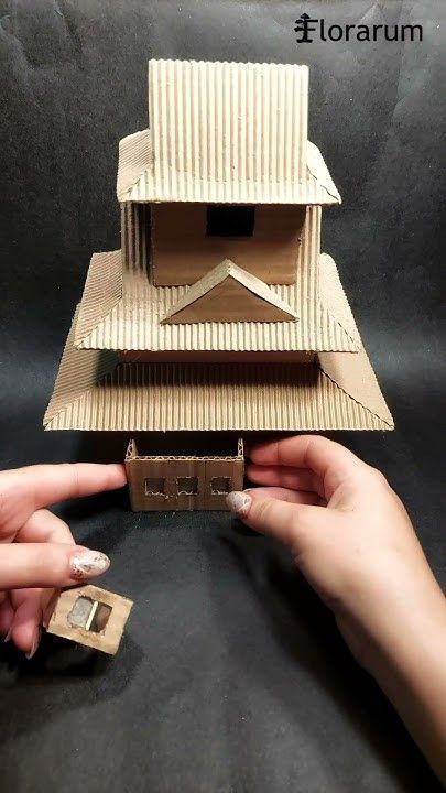 Cardboard Japanese House, Japanese Miniature House, Cardboard Diorama, Japanese Estate, Japanese Palace, Diorama Kids, Castle Crafts, Korean Tea, Japan Tourism