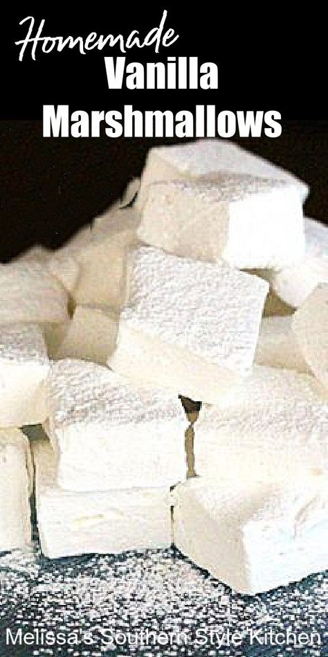 Vanilla Marshmallow Recipe, Homemade Marshmallow Recipe, Vanilla Desserts, Homemade Fudge Recipes, How To Make Marshmallows, Vanilla Marshmallows, Marshmallow Cookies, Recipes With Marshmallows, Homemade Marshmallows