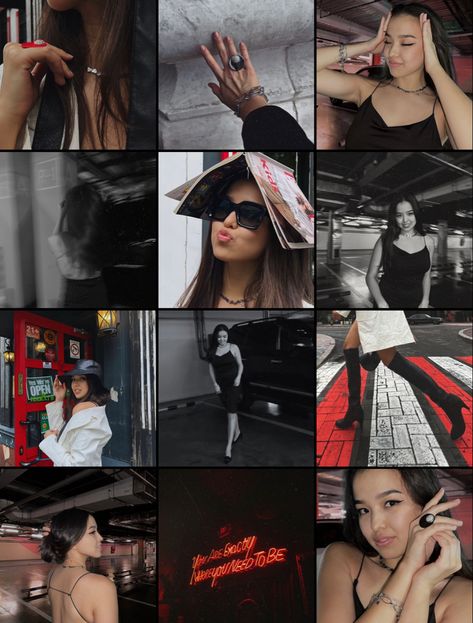 Instagram Feed Red Aesthetic, Authentic Instagram Feed, Black White Red Instagram Feed, Stargirl Aesthetic Instagram Feed, Red Aesthetic Instagram Feed, Edgy Instagram Feed, Red Ig Feed, Red Instagram Feed, Insta Feed Ideas Aesthetic