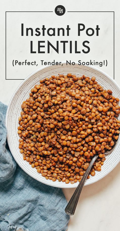 Instant Pot LENTILS! Perfect, tender, FAST, no soaking required! #instantpot #plantbased #howto #recipe #minimalistbaker Instant Pot Lentils, Lentils Instant Pot, Lentils Beans, Green Lentils, Instant Pot Dinner Recipes, How To Cook Rice, Instapot Recipes, Crock Pot Cooking, Pressure Cooker Recipes