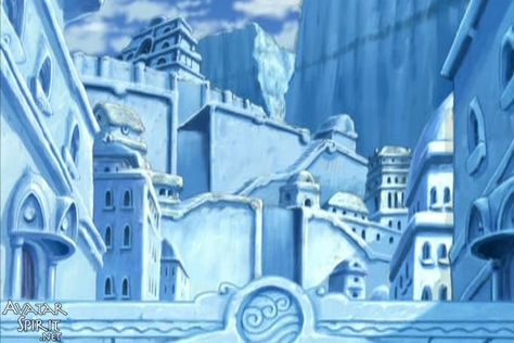 Northern Water Tribe Buildings at the North Pole where Princess Yue lives in Avatar: the Last Airbender Northern Water Tribe, Fire Vs Water, Princess Yue, Water Bender, Blue Avatar, Water Tribe, Avatar Picture, Avatar Series, Avatar The Last Airbender Art