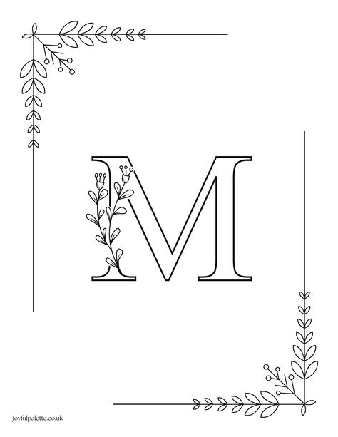 Adult Coloring Pages Flowers - Joyful Palette Floral Alphabet Letters Flower, Sunflower Sewing, Coloring Pages Flowers, Letter Watercolor, Letter A Coloring Pages, Birthday Coloring Pages, Floral Alphabet, Birthday Cards For Mom, Princess Coloring Pages