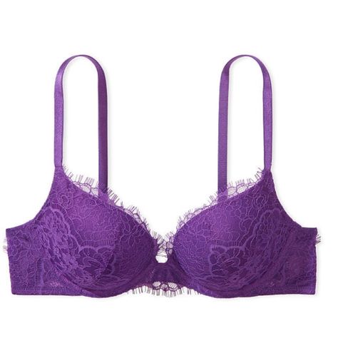 This Streamlined Push-Up Bra Decorated With Luxe Floral Lace Is An Absolute Necessity. Lift & Lining Push-Up Padding Made With A 100% Recycled Cup Liner Underwire Straps & Hooks Adjustable Straps Back Hook-And-Eye Closure Details & Fabric Partially Made From Recycled Materials Hand Wash Imported Victoria Secret Shops, Purple Lace Bra, Small Bra, Victoria Secret Fashion, Victoria Secret Fashion Show, Purple Lace, Victoria Secret Bras, Bra And Panty Sets, Black Laces