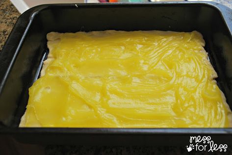 Crescent Sheet Recipes, Crescent Recipe, Make With Crescent Rolls, Lemon Filling Recipe, Crescent Dough Sheet Recipes, Pie Filling Desserts, Lemon Pie Bars, Crescent Roll Dessert, Lemon Creme